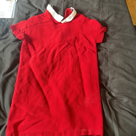 Red mini dress with white collar - Picture 2 of 2